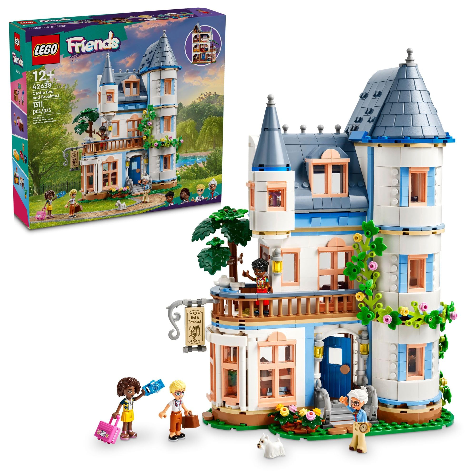 LEGO Friends Castle Bed and Breakfast Hotel Building Toy - Pretend Play Toy Figures & Playsets for Girls & Boys, Ages 12+ Years - Gift for Kids W/Mini-Dolls - 42638