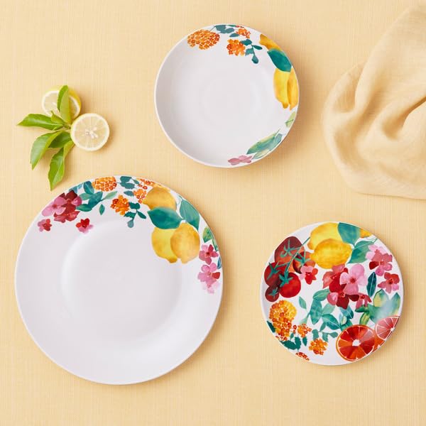 Maxwell & Williams Capri Dinnerware Set, 12-Piece (Includes 4 x dinner plates(27.5cm) and 4 x side plates(19cm) and 4 x bowls(19cm). Made from quality porcelain. Microwave and dishwasher safe)