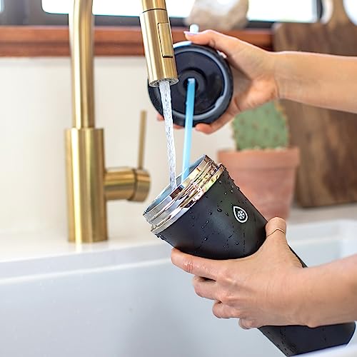ThermoFlask 32oz Insulated Standard Straw Tumbler, 2-Pack, Black/Teal Green