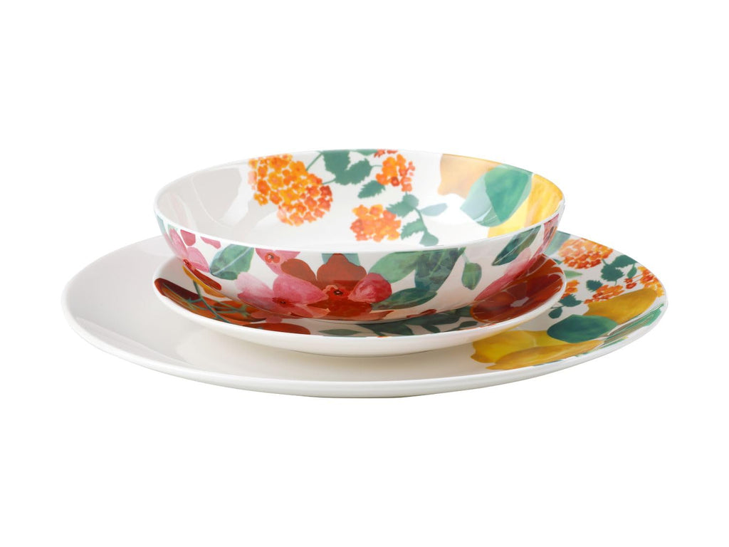 Maxwell & Williams Capri Dinnerware Set, 12-Piece (Includes 4 x dinner plates(27.5cm) and 4 x side plates(19cm) and 4 x bowls(19cm). Made from quality porcelain. Microwave and dishwasher safe)